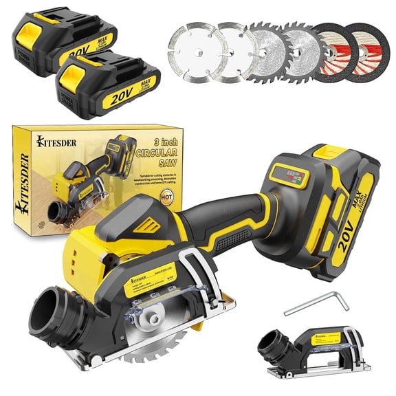 20V 3" Mini Cordless Circular Saw with Battery & Charger, 25000RPM, Blade Guard Included, Cuts Tile Wood Metal Plastic, for DIY & Construction, Local Warehouse Shipping