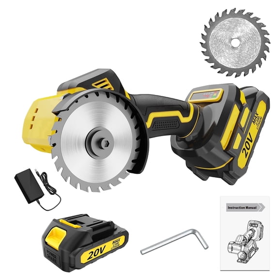 20V 3" Mini Cordless Circular Saw with Battery & Charger, 25000RPM, Blade Guard Included, Cuts Tile Wood Metal Plastic, for DIY & Construction, Local Warehouse Shipping