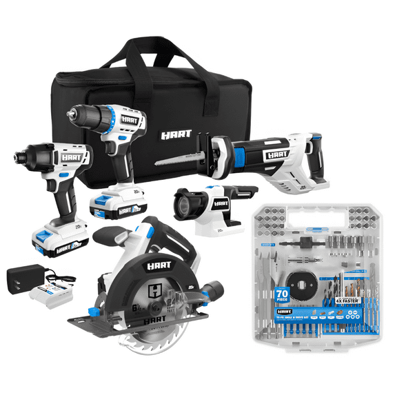 HART 20V 5-Tool Combo Kit with 70PC Drill & Drive Bit Set