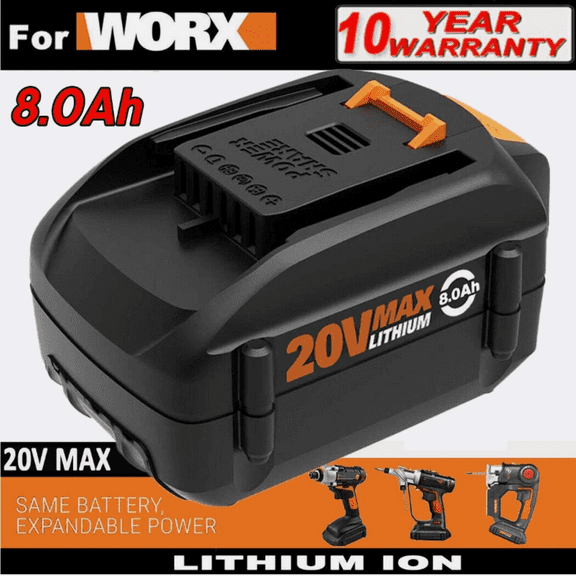 20V 8.0Ah WA3520 Lithium-ion Battery Replacement for Worx 20V Battery Compatible with Worx WG151s WG151 WA3525 WG155