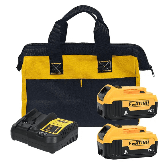 20V 8 Ah Power Tool Battery with Charger, Bag for New 2 Count, 2 Pack