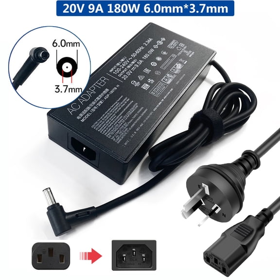 20V 9A 180W 6.0mm*3.7mm Laptop AC Adapter Charger for ASUS ROG Zephyrus GA401QE-DB71-CA GA401II-HE048T GA401IH-HE042TS GA401IV-HE003T GA401QEC-K2064T GA401IV-HA112R GA401IH-BR7N2BL GA401IU-HA032R