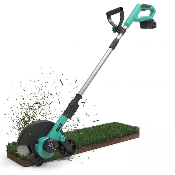 20V Battery-Powered Cordless Lawn Edger with 9" Blade, 4.0Ah Battery, Dual Wheels & 3 Adjustable Depth Settings, Lawn Trencher for Yard, Garden, Patio, Driveway and Sidewalk