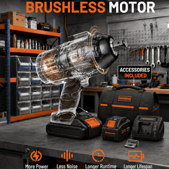 20V Brushless 3/4" Impact Wrench, 1650 Ft-Lbs Nut-Busting Torque Cordless Impact Gun, 5-Mode Variable Speed, 4.0Ah Battery & Charger Included