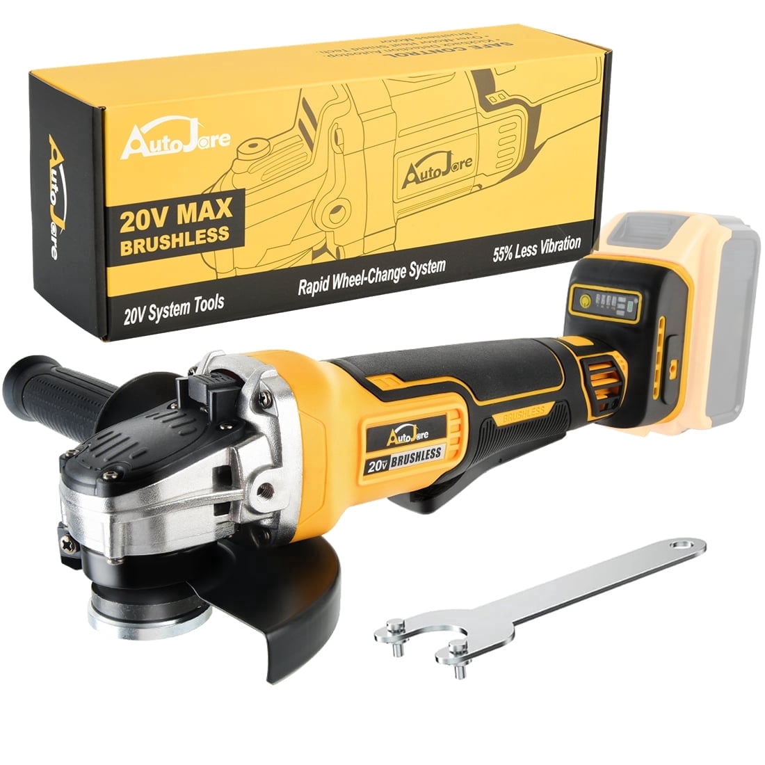 20V Brushless Cordless Angle Grinder, 4-1/2" Grinder Fit for Dewalt 20V MAX Battery (Battery Not Included), with 4 Variable Speeds for Cutting, Grinding, Polishing