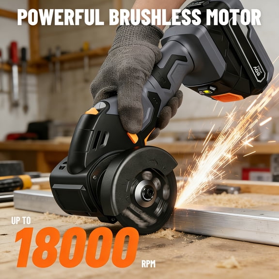 20V Brushless Cordless Cut-Off Tool Kit, 3" One-Hand Cutting Tool with Battery & Fast Charger, 20,000 RPM, 7/8" Max Cut Depth, Includes 3 Blades for Metal, Tile & PVC