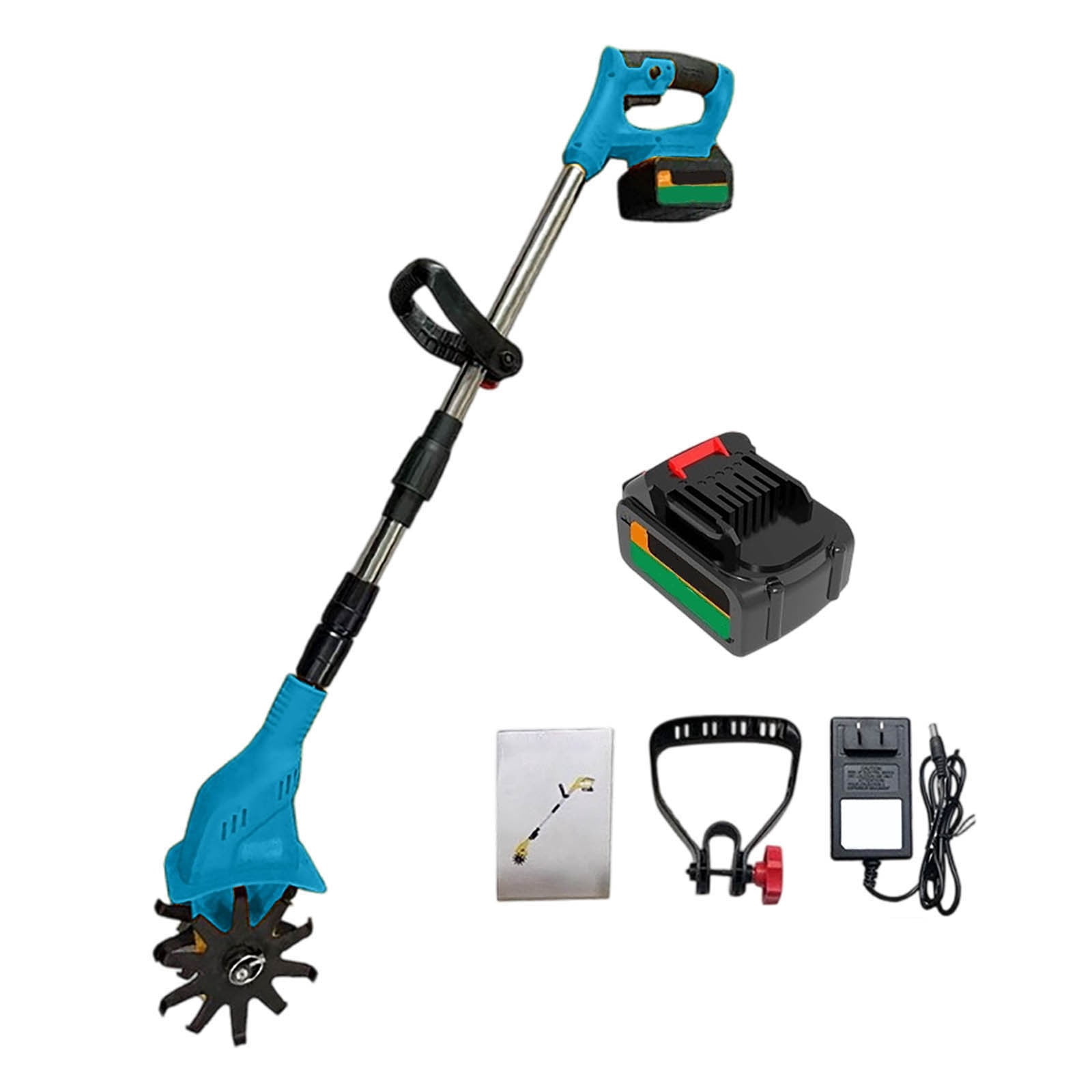 20V Brushless Mini Garden Cultivator, 20 Manganese Steel Tines, Lightweight Handheld Soil Loosener for Flower Beds, Potted and Yard Gardening, with 4.0Ah Battery,Blue