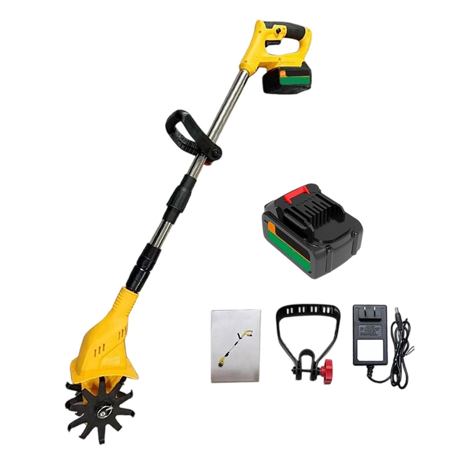 20V Brushless Mini Garden Cultivator, 20 Manganese Steel Tines, Lightweight Handheld Soil Loosener for Flower Beds, Potted Plants and Yard Gardening, with 4.0Ah Battery,Yellow
