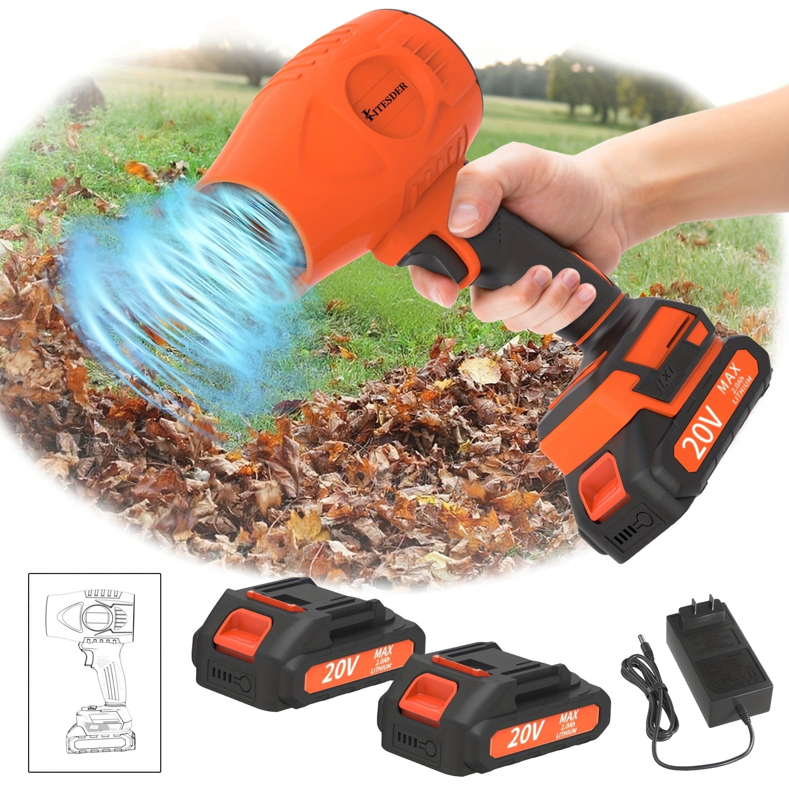 20V Cordless Blower High Power High-Speed Turbo Fan Portable Handheld, Optional Battery & Quick Charger, for Household Outdoor Leaf Dust Cleaning, Ideal Holiday Gift, Local Warehouse Shipping