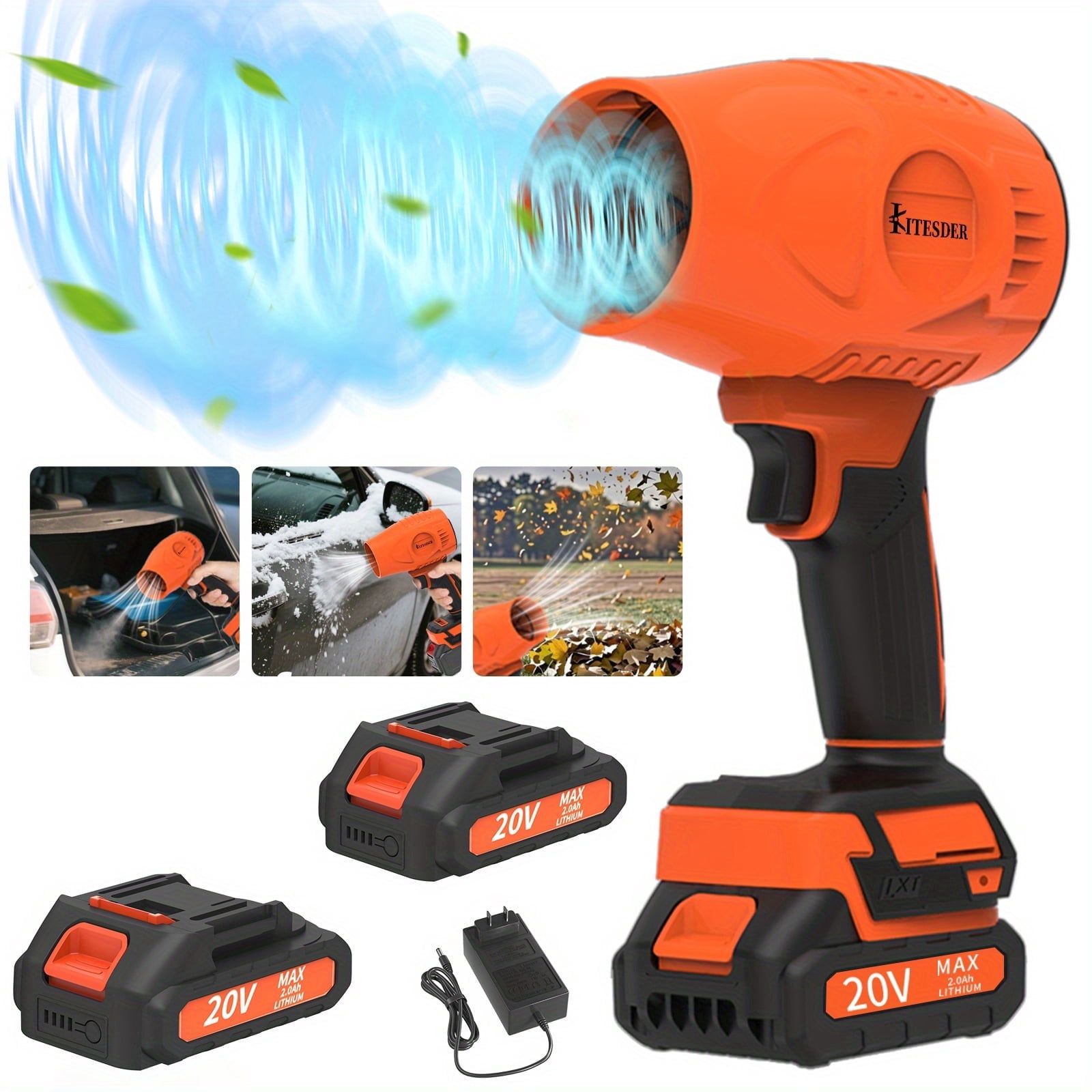 20V Cordless Blower High Power High-Speed Turbo Fan Portable Handheld, Optional Battery & Quick Charger, for Household Outdoor Leaf Dust Cleaning, Ideal Holiday Gift, Local Warehouse Shipping