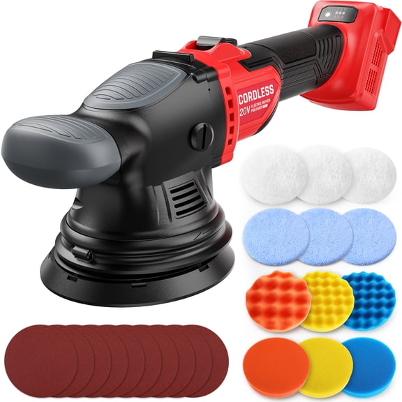 20V Cordless Buffer Polisher (Tool Only, Battery Not Included), 6-Speed Variable Speed 5000RPM Brushless Motor, 6 Inch Random Orbital Car Polisher with 22 Pads, Compatible with Milwaukee M18 Battery