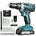 thumbnail image 1 of Cshidworld 20V Cordless Drill, Electric Power Drill Set with 1 Battery & Charger, 3/8" Keyless Chuck, 2 Variable Speed & LED Light, 266 In-lb Torque, 25+1 Position and 34pcs Drill/Driver Bits(Blue), 1 of 9