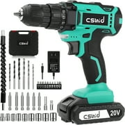 20V Cordless Drill, Electric Power Drill Set with 1 Battery & Charger, 3/8" Keyless Chuck, 2 Variable Speed & LED Light, 266 In-lb Torque, 25+1 Position and 34pcs Drill/Driver Bits(Green)