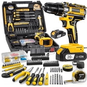 21V Cordless Drill Set W/ 2pcs Battery, 136pcs Electric Drill Tool Box Set, Electric Power Drill Tool Kit, Repair Tools Sets with Hand Tools, Screwdriver for Home DIY Repair