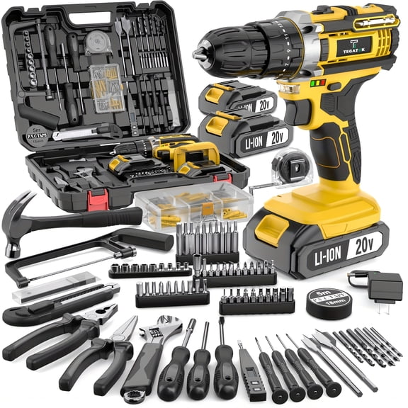 20V Cordless Drill Set - 30-148Pcs Kit with 1-2 Batteries for Construction Home Decoration Gift