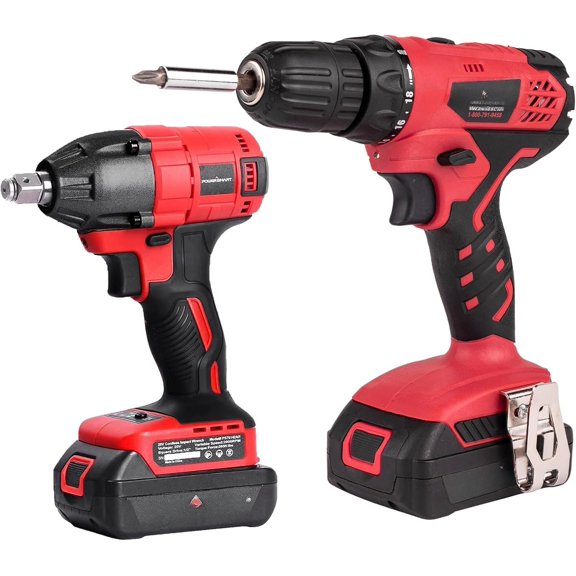 20V Cordless Drill & Wrench Combo Kit, System, DIY Starter Tools for & Garage Projects