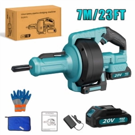 20V Cordless Electric Drain Auger, Auto Feed Plumbing Snake, Clog Remover for 3/4"-2" Pipes, For Shower Bathtub Kitchen Sink