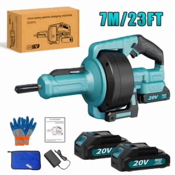 20V Cordless Electric Drain Auger, Auto Feed Plumbing Snake, Clog Remover for 3/4"-2" Pipes, For Shower Bathtub Kitchen Sink