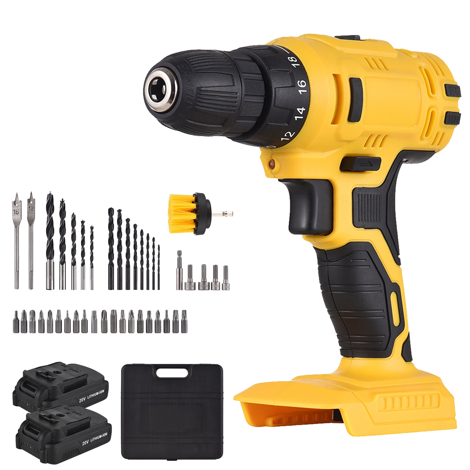 20V Cordless Electric Drill Kit with 2 Batteries and Fast Charger