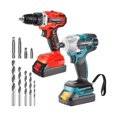 20V Cordless Electric Hammer Drill Impact Screwdriver Driver Set