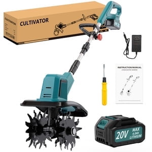 20V Cordless Electric Tiller, 10-inch Garden Cultivator, 360RPM, Lightweight Labor-saving, 4.0Ah Battery & Fast Charger