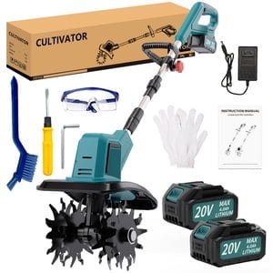 20V Cordless Electric Tiller, 10-inch Garden Cultivator, 360RPM, Lightweight Labor-saving, 4.0Ah Battery & Fast Charger