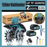 20V Cordless Electric Tiller, 10-inch Garden Cultivator, 360RPM, Lightweight Labor-saving, 4.0Ah Battery & Fast Charger