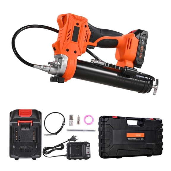 20V Cordless Grease Gun with 2.0Ah Battery, 8000 PSI Max, 35.4" Hose, LED Light&Case for Auto and Machine Maintenance
