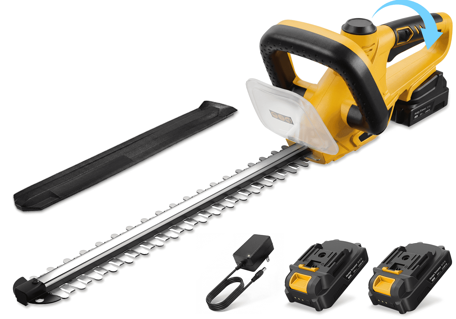 20V Cordless Hedge Trimmer, 3000RPM Electric Bush Trimmer with Dual-Action Blade, 180° Rotatable Handle, 5/8'' Blade Gap, 2×2.0Ah Battery Included