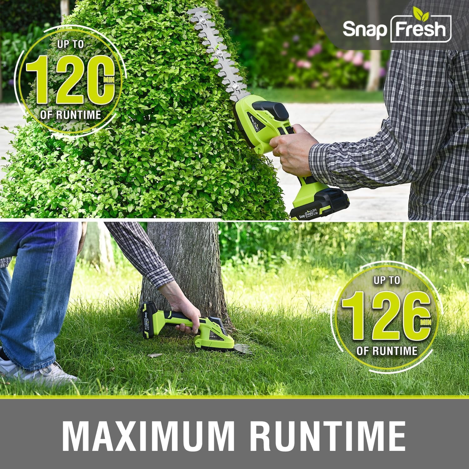 20V Cordless Hedge Trimmer with Grass Shears, Lightweight Electric Shrub Tool for Garden
