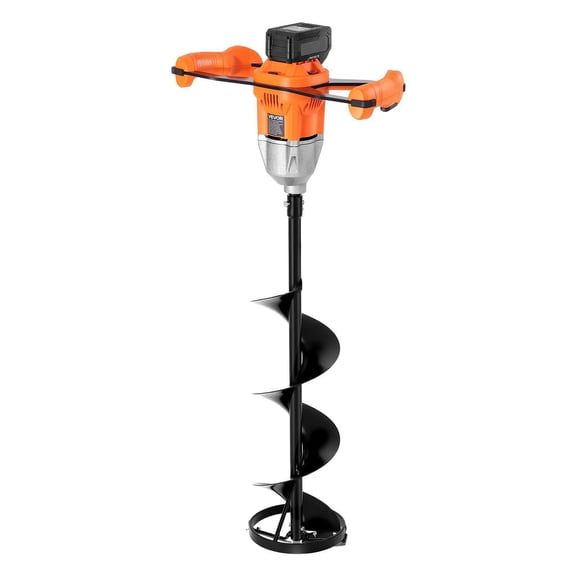20V Cordless Ice Fishing Auger 8 Inch, 2-in-1 Earth Auger Drill Bit High-Speed Turbo Cutting System, Cold Resistant Post Hole Digger