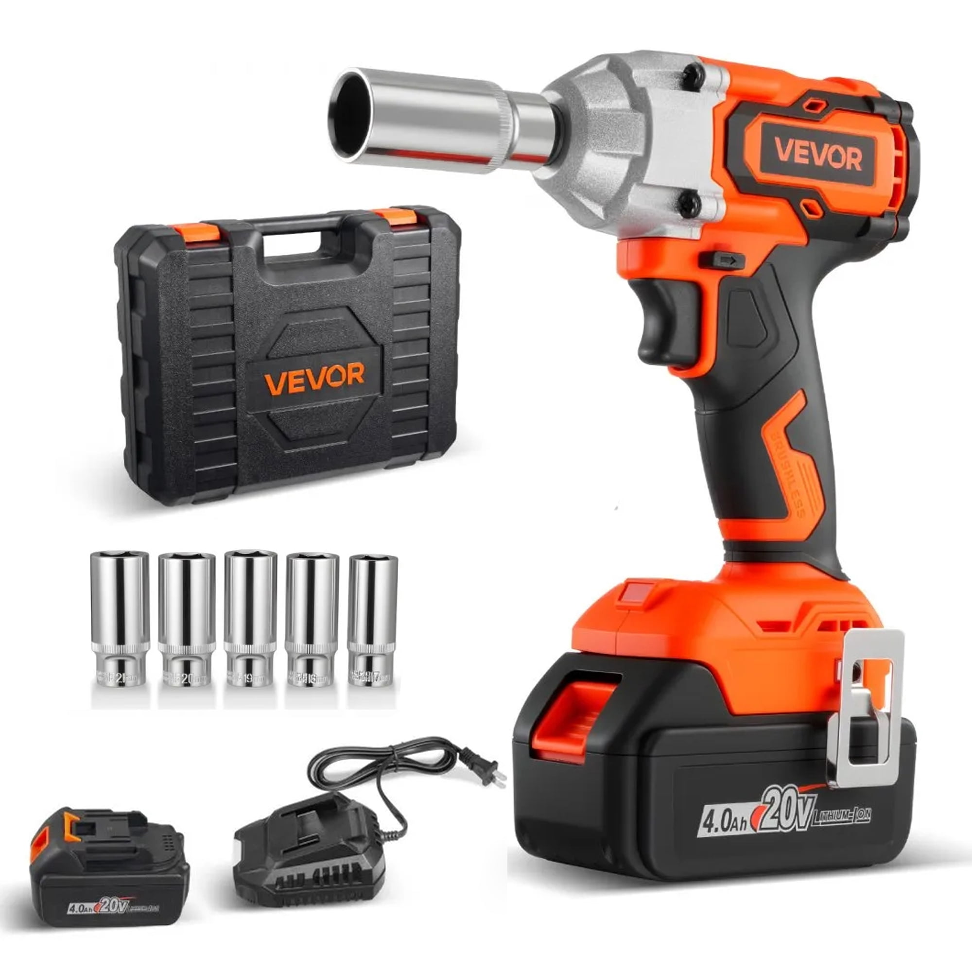 20V Cordless Impact Wrench 3/8", 380Nm Brushless, 4Ah, Sockets, 2600RPM For Automotive & DIY
