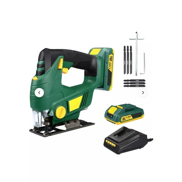20V Cordless Jigsaw with 4-Position Orbital Settings, 0-2200 SPM Variable Speed for Precise Cutting of Materials, 6 Blades Quick Change, Bevel Cuts up to 45, Portable Cordless Jigsaw with LED light