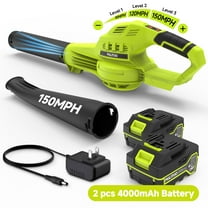 Pulituo 20V Cordless Leaf Blower, 2×4.0Ah Batteries & Charger, 150MPH, 3 Speeds, Long Runtime, Lightweight Yard Blower for Large Yards