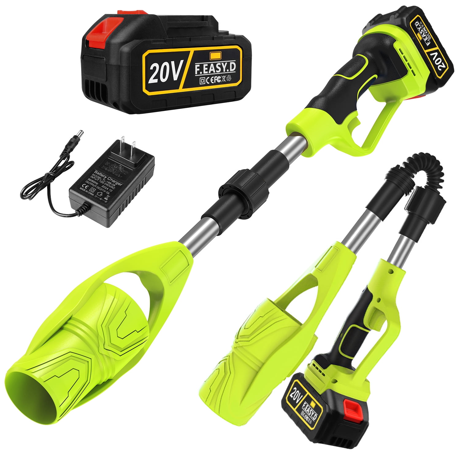 20V Cordless Leaf Blower,AILKIN High Speed Foldable Air Leaf Cleaner,Lightweight Mini Handheld Rechargeable Electric Cordless Leaf Blowers with Battery and Charger for Garden,Patio,Home,Yards,Green