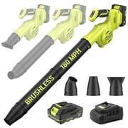 Pulituo 20V Cordless Leaf Blower with Battery & Charger, Lightweight Handheld Mini Electric Blower 180MPH 3-Speed, Battery Operated Blower for Lawn, Yard, Patio, Garage, Leaves, Dust