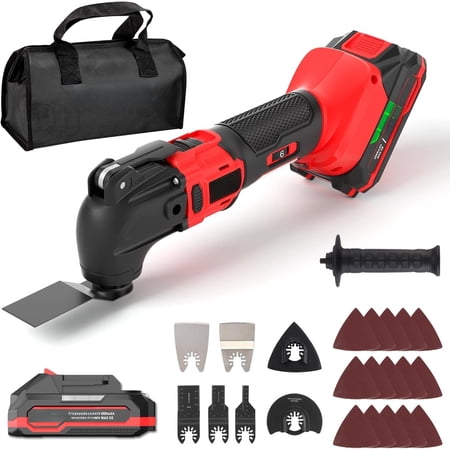 20V Cordless Oscillating Tool, 6 Variable Speed Oscillating Multi Tool with 4? Oscillation Angle, 8,500-21,000 OPM, Quick-Change System, 26- Accessory Kit for & Sanding