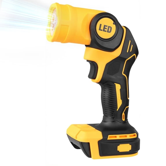 Runbaixing 20V Cordless Pivoting Work Light Flashlight, 500LM LED, 90 degree Adjustable Head, Yellow, DeWalt 20V/18V Battery Compatible