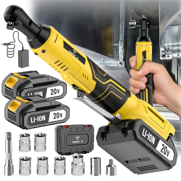 20V Cordless Ratchet Wrench Kit - Variable Speed High Torque 1/2 Battery Car Home Repair Tool Gift
