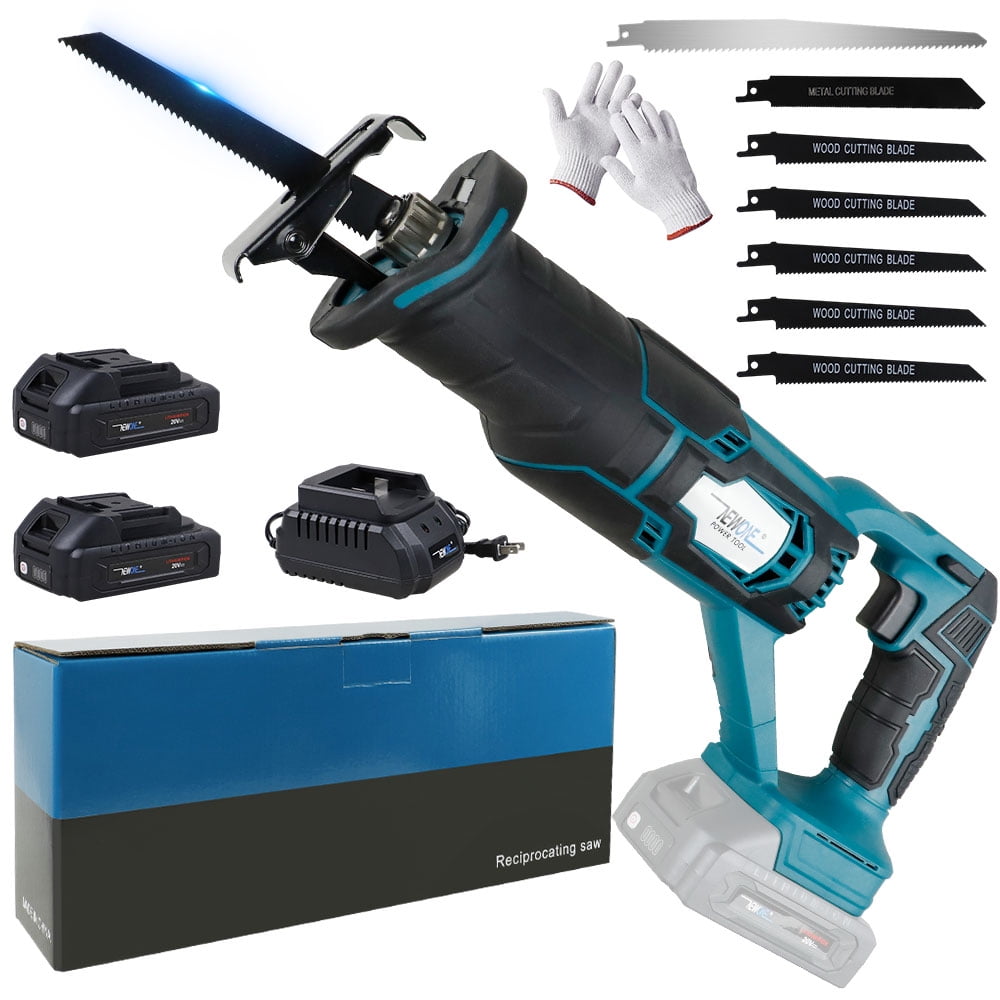 NEWONE Reciprocating Saw Cordless 20V 22.0Ah Batteries 0-2700 SPM Brushless Sawzall LED Working Light 7pcs Saw Blades for Wood PVC Metal Cutting
