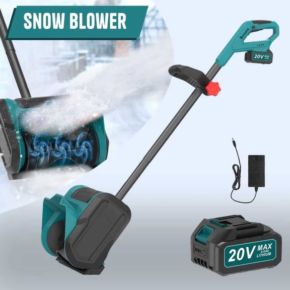 20V Cordless Snow Blower, 12" Clearing Width, 6" Depth, 20ft Throwing Distance with 4.0Ah Battery, Portable for Sidewalks & Driveways