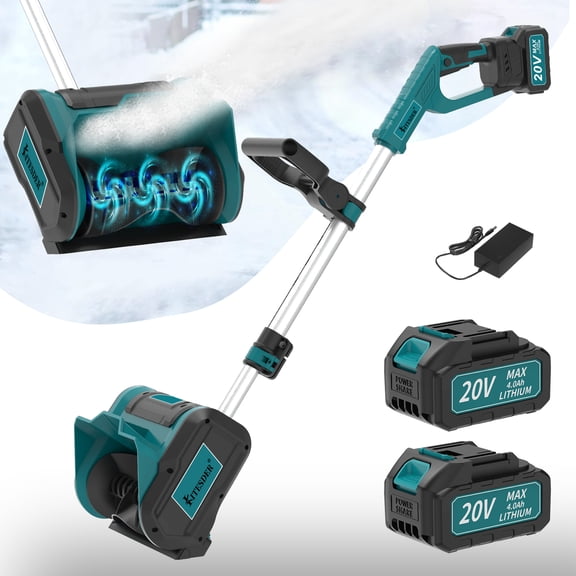 20V Cordless Snow Shovel, 12 Inch Clearing Width & 6 Inch Clearing Depth, 20ft Snow Throwing Distance with 4.0Ah Rechargeable Battery, Portable Snow Remover for Sidewalks, Steps & Small Driveways,