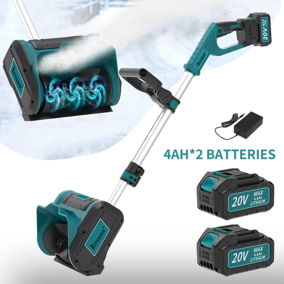 20V Cordless Snow Thrower, 12" x 6" Clearing, 20ft Throw Distance, 4.0Ah Rechargeable Battery for Snow Removal