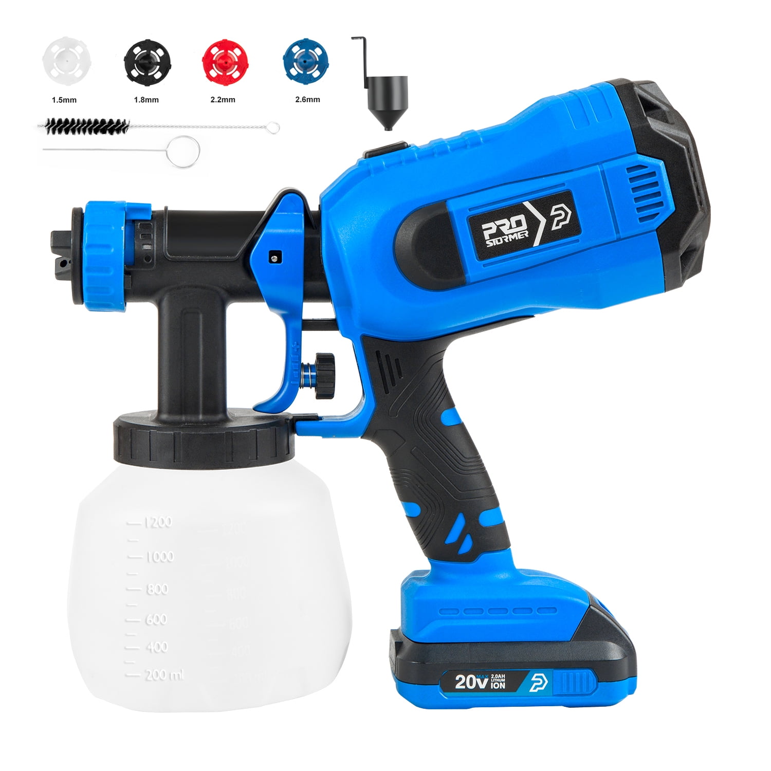 PRO Blue 1200ml HVLP Spray Gun, 4 Nozzles Pieces