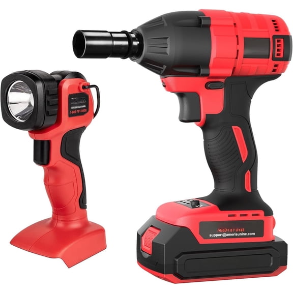 20V Cordless Wrench & LED Work Light, 1/2" Brushless Kit, 2.0Ah , Charger & 5 Sockets, Electric Wrench for