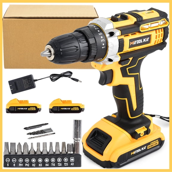 20V Electric Drill 3/8" Power Cordless Screwdriver 22PCS Drill Set With Battery