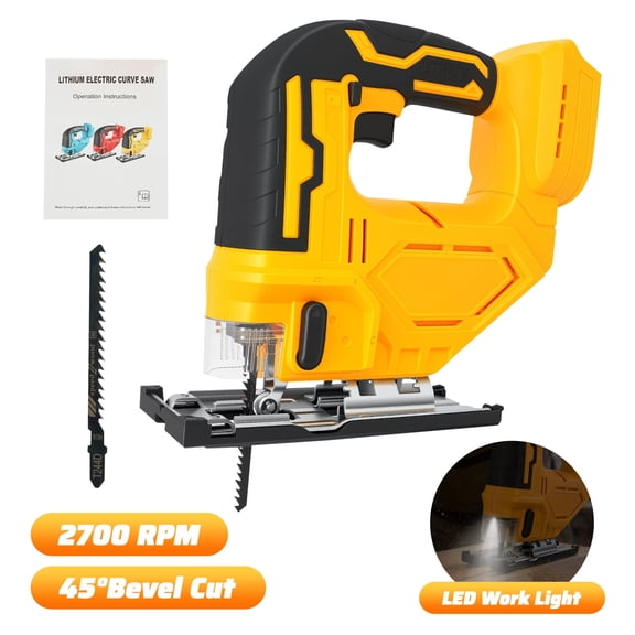 20V MAX Cordless Jigsaw Kit - Variable Speed Portable Jig Saw Compatible with Dewalt 20V Battery, 0-45 Bevel Cutting & 2700 SPM High Performance Power Tool for Wood Metal Cutting