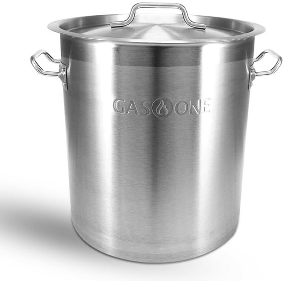 GasOne Stainless Steel Stockpot 20qt Stock Pot with Lid and Capsule Tri-Ply Bottom Heavy-Duty Cooking Pot for Beer Brewing, Soup, Seafood Boil Satin Finish Stainless Steel Soup Pot