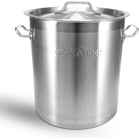 GasOne Stainless Steel Stockpot – 20qt Stock Pot with Lid and Capsule Tri-Ply Bottom – Heavy-Duty Cooking Pot for Beer Brewing, Soup, Seafood Boil – Satin Finish Stainless Steel Soup Pot