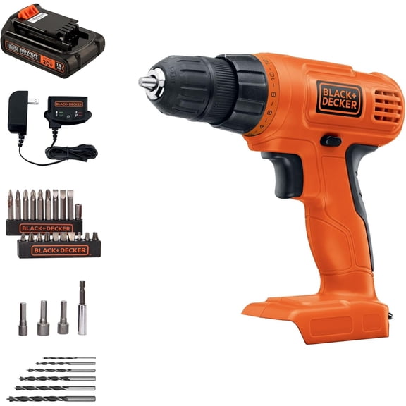 20V MAX POWERCONNECT Power Drill Cordless Drill Driver Electric Screwdriver with 30 Piece Bit Set, Battery and Charger Included (LD120VA)